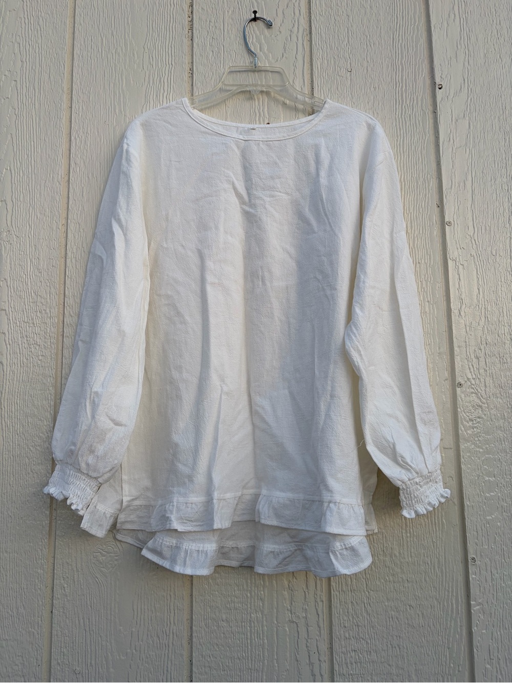 Fashion White Ruffled Hem Long Sleeve Blouse Women’s Size S - Picture 2 of 14